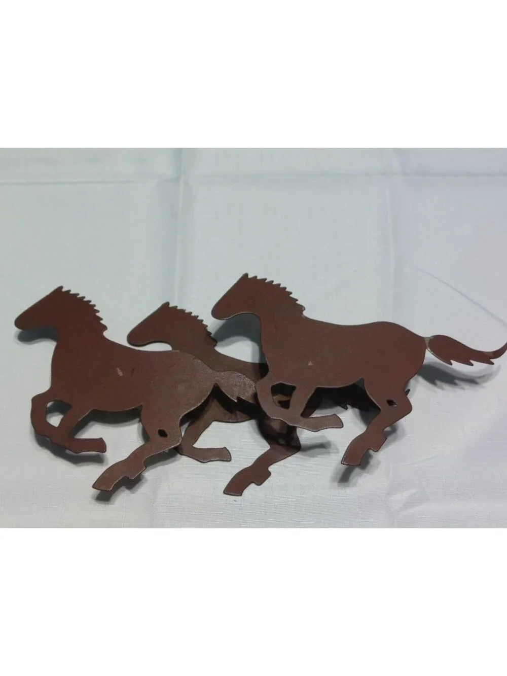 Horses Ponies Metal Silhouette Wall Hanging Plague Brown READ 15x6